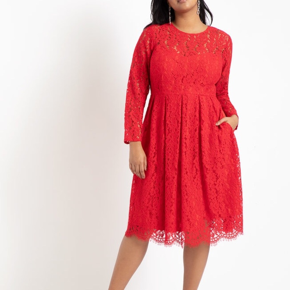 Eloquii Lace Fit and Flare Dress